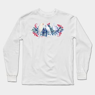 White Christmas Parrots Long Sleeve T-Shirt